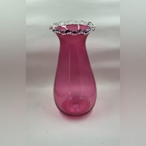 Cranberry Rossi Vase Hand Blown Glass